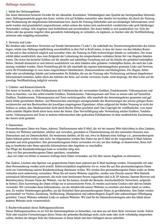 Haftungs-Ausschluss